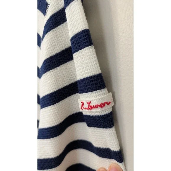 Polo Ralph Lauren Women's Maxi Dress Large Waffle Knit Preppy Blue White Striped - Picture 3 of 11